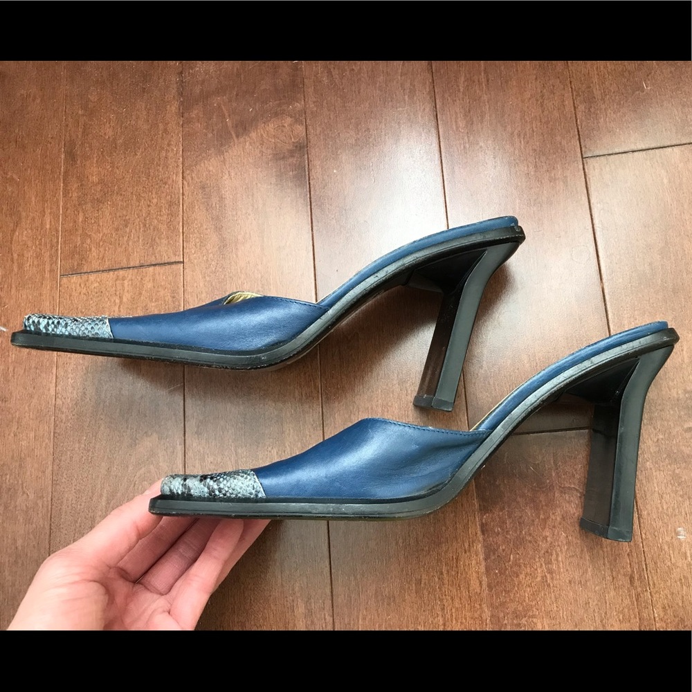 Leather western square toe snakeskin toe mule heel - Picture 6 of 14